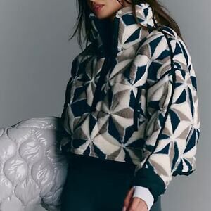 NWT Free People Mountain High 3D Fleece Jacket Women’s XS Half Zip Lined $198